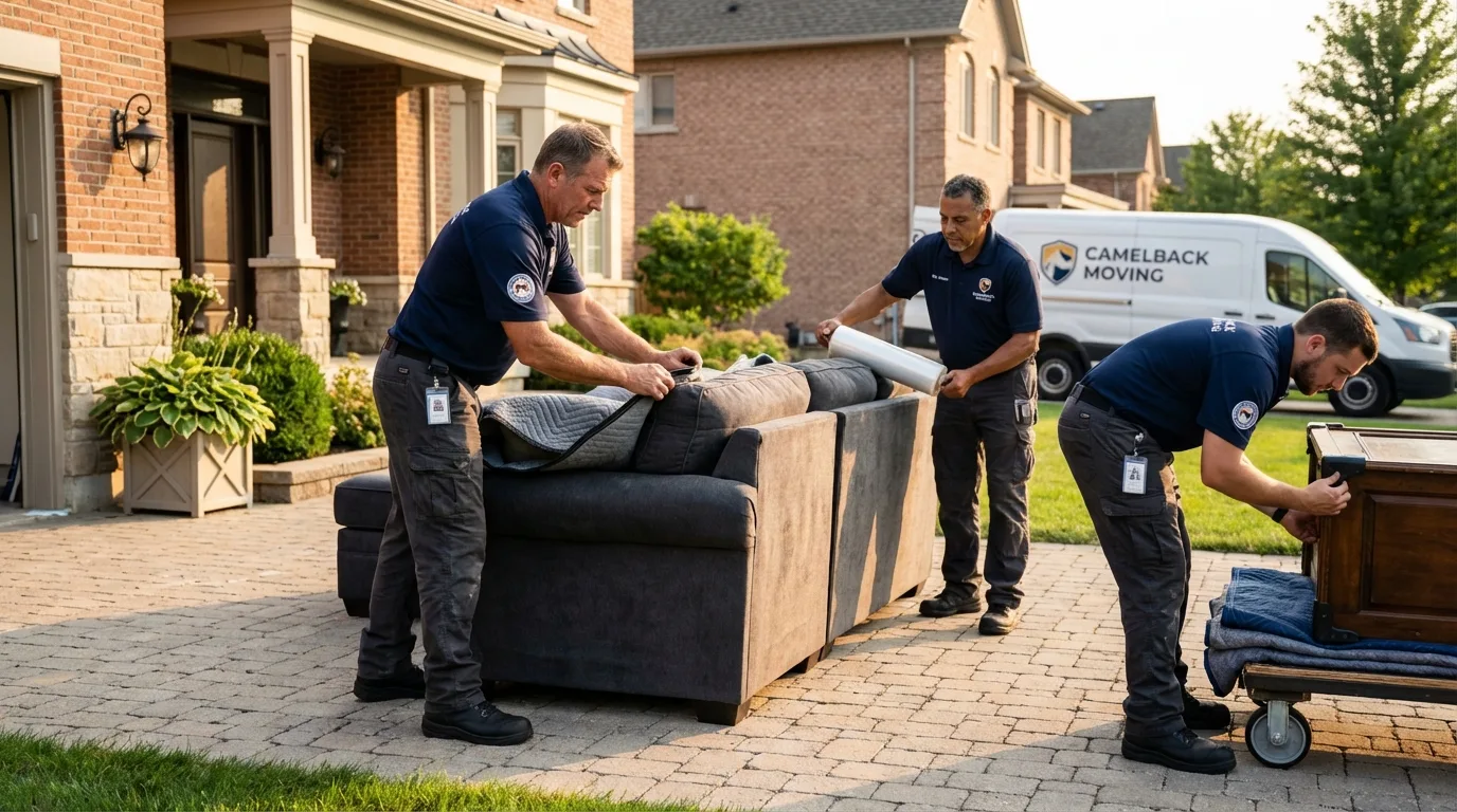Large estate moving crew wrapping furniture in Cherry Hill, NJ